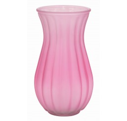 Pink Frost Ribbed Glass Vase